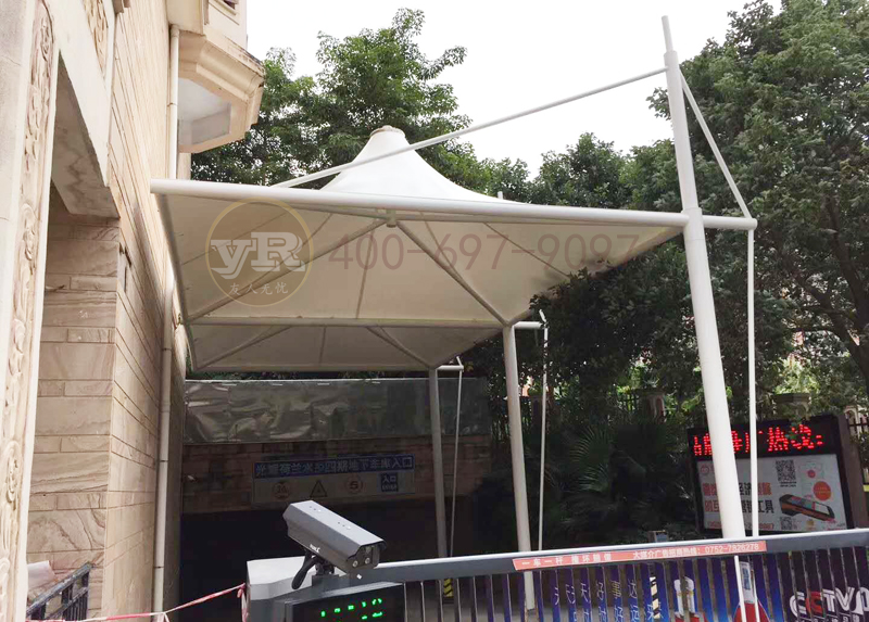 广东惠州车库出入口雨棚膜结构工程