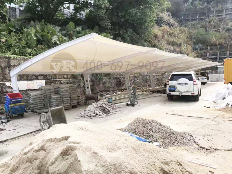 河源紫金工字钢膜结构车棚工程