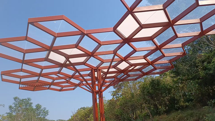 中科膜广州etfe苯环廊架雨棚完工啦！