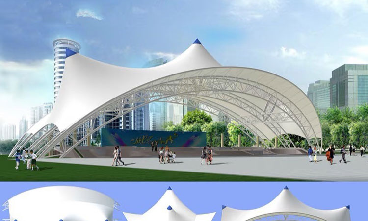 中科膜提供体育场看台张拉膜 、运动场球场膜结构设计